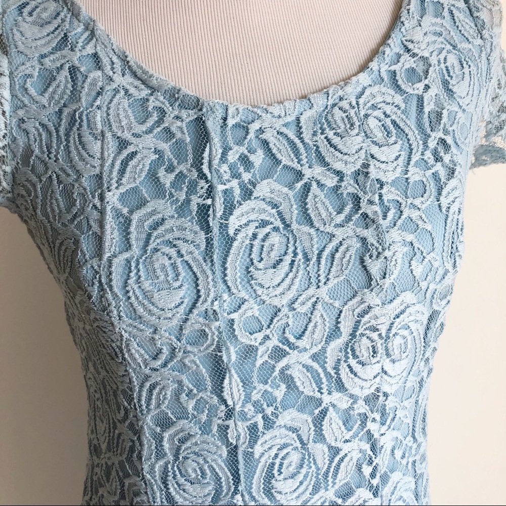 Perceptions Blue Lace Short Sleeved Skater Dress S - Picture 7 of 16